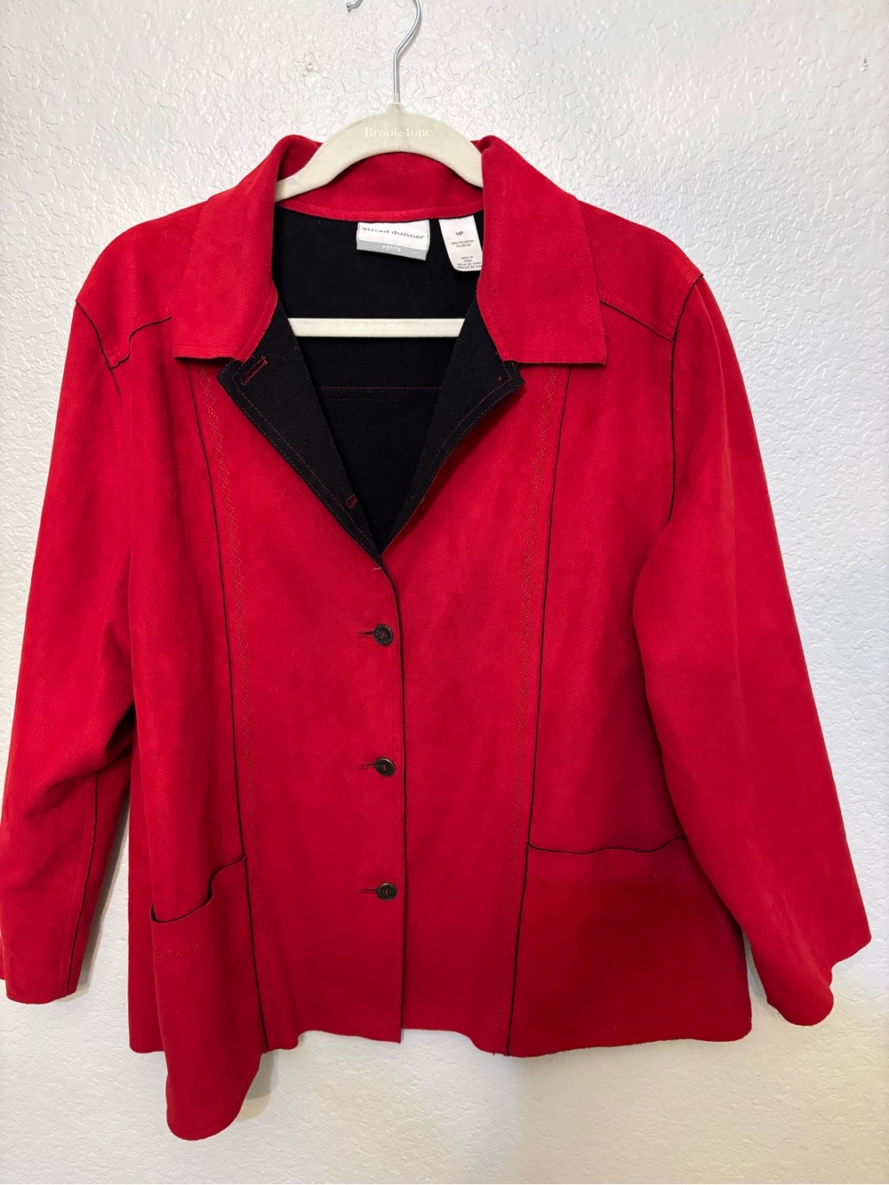 Alfred Dunner Red Women's Button-Front Jacket - Classic Casual Coat 16P